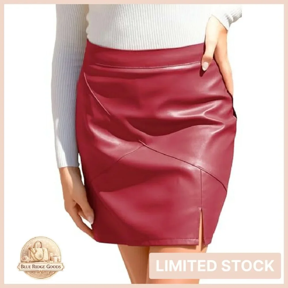 Faux Leather High Waisted Bodycon Pencil Mini Skirt with Shorts Y2K Chic